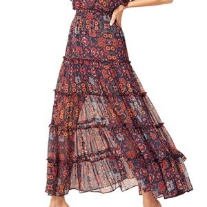 Misa Los Angeles Ananada Floral Ruffle Maxi Skirt | Size XS NWT